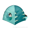 슈퍼 경기 귀여운 키티 하우스 애완 동물 장난감 분리 가능한 공룡 모양 접이식 고양이 터널